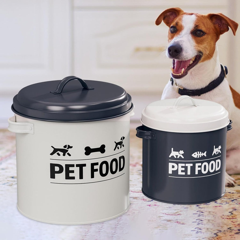 2 Pieces Dog Treat Container Airtight,Lidded Cat Dog Treat Bin, Iron Food Canister Pet Food Storage Container for Kitchen,