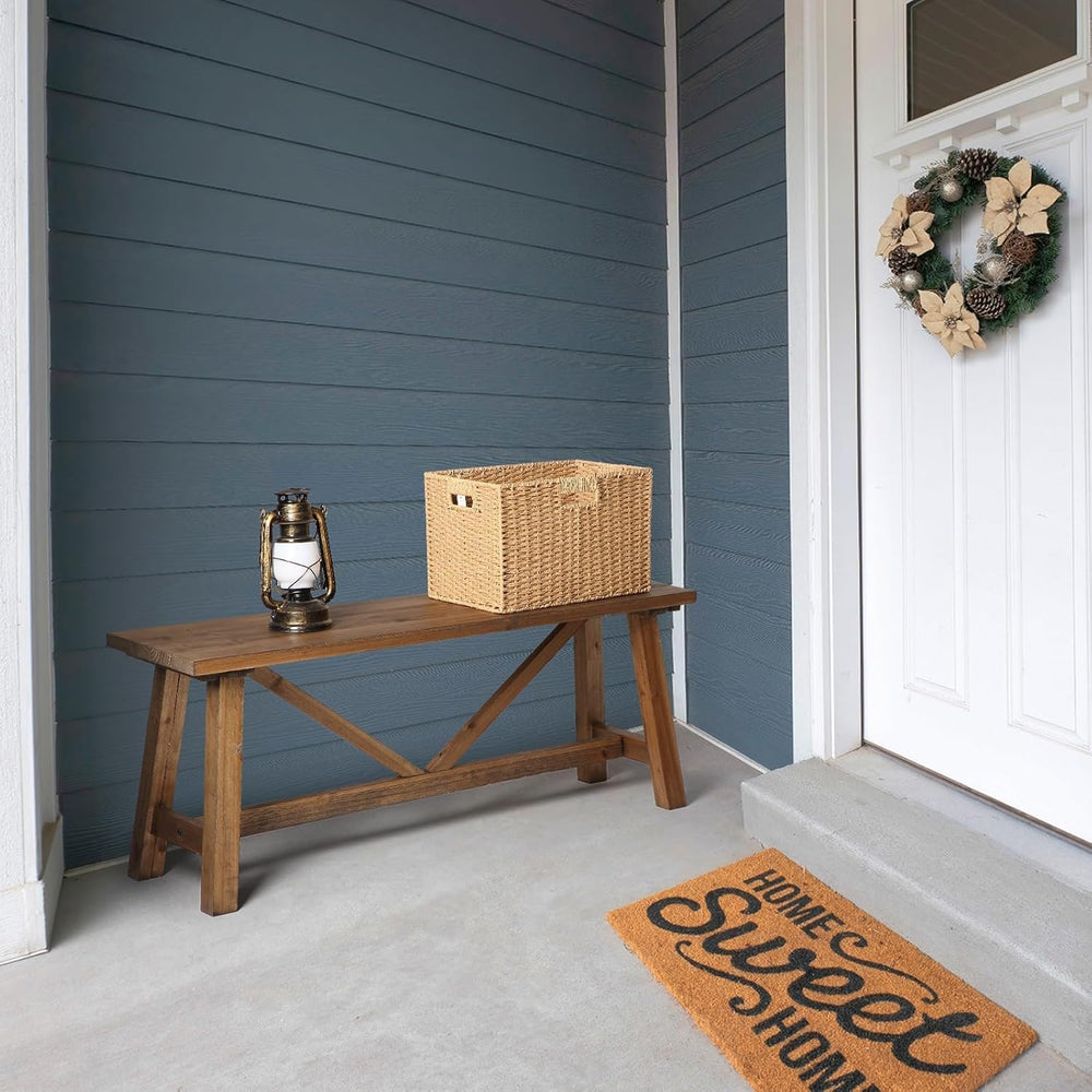 Wnutrees 43" Farmhouse Solid Wood Bench, Narrow Long Seat, Natural | Ent...