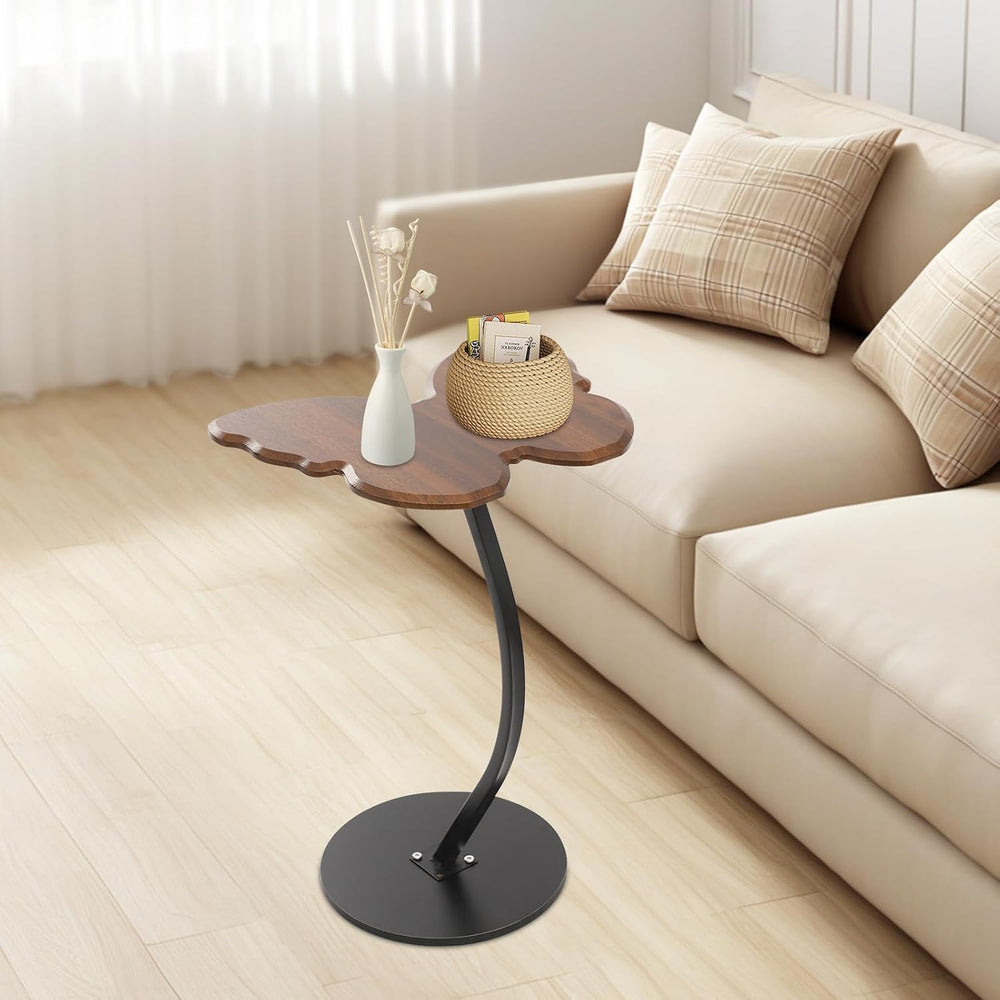 C-Shaped End Table, Butterfly Shaped Sofa Side Table with Metal Frame, Modern...
