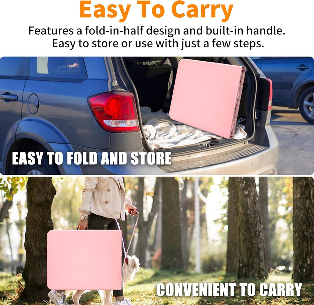 6 FT Folding Table with Carry Handle, Portable Fold-in-Half Plastic Table, Re...