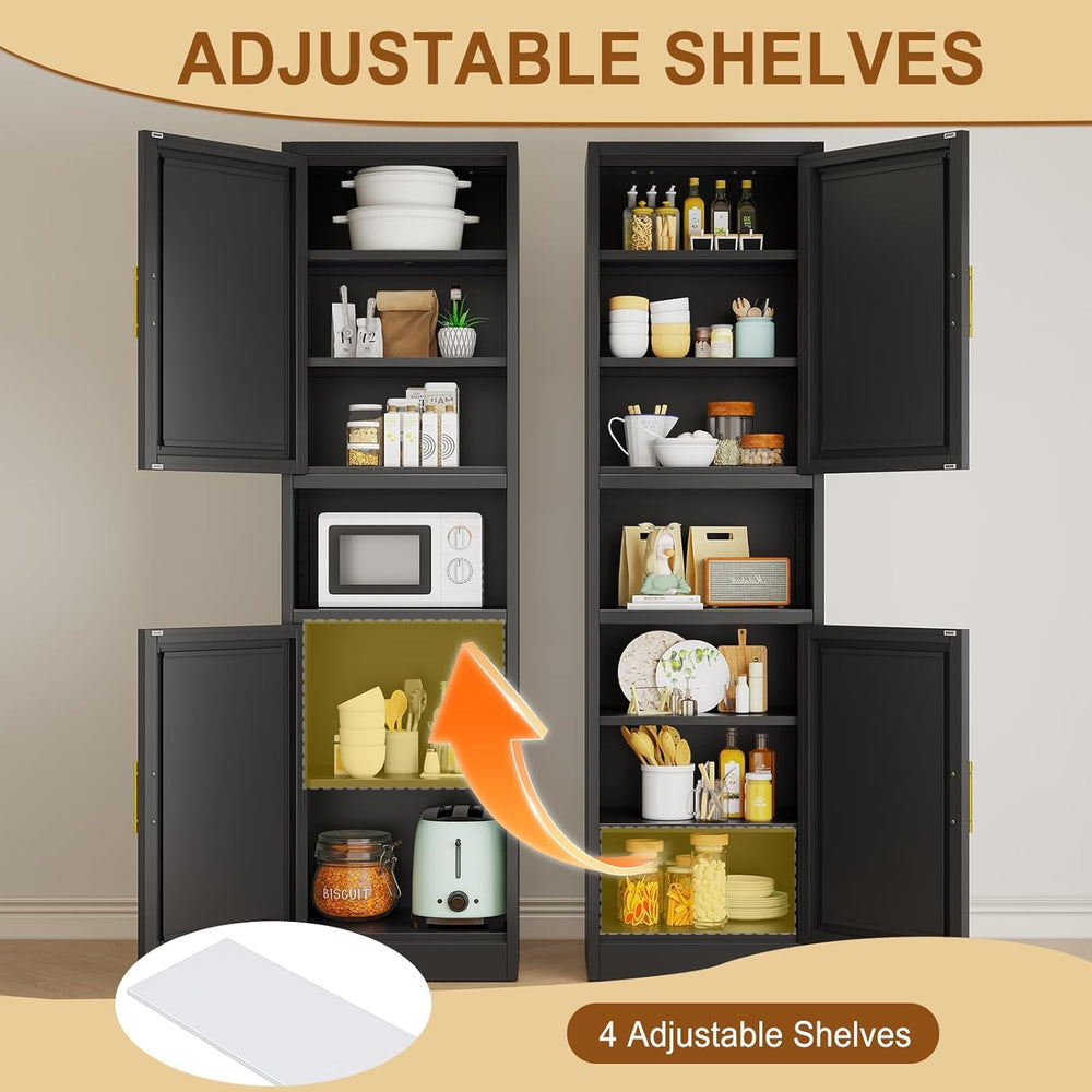 Tall Metal Narrow Bathroom Storage Cabinet 67" H, Tall Black Pantry Cabi...