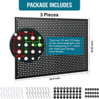 Peg Board,3 Pack 16-Inch X 24-Inch Heavy Duty Metal Peg Board Tool Organization Panels,Ideal for Storage Solutions in Garages, Workbenches, Workshops, Kitchens, and Other Iocations(Black)