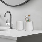 Bathroom Tumbler Cup Ceramic 2Pcs 13.5oz Reusable Toothbrush Cup 400ml, Toothbrush Holder Adequate for Your Bathroom (White)