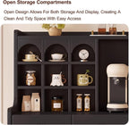 Pantry Storage Cabinet with Doors and Shelves, Food Pantry Cabinet, Farmhouse Coffee Bar Station with Doors and Shelves, for Dining Room, Living Room(Black,135x60cm/53.1x23.6in)
