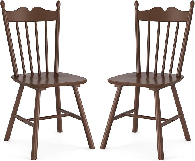LUE BONA Wooden Dining Chairs Set of 2, Windsor Dining Chair with Thickened Backrest, Morden and Mid Century Kitchen Chairs for Dining Room Farmhouse, Weight Capacity 350 lbs