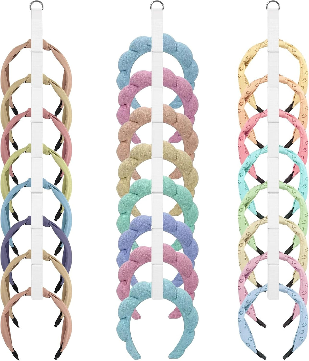 3 PCS Headband Holder Organizer for Girl，headband storage，Hanging Hairband Storage for Women，Headband organizer，White Hair Hoop Display Hair Accessories Organizer Bedroom College Dorm Decor ﻿