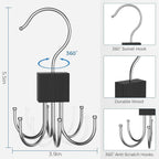 1PC 360° Rotatable Belt Hanger for Closet, Max 24 Belt Storage Organizer Rack, Space Saving Closet Organizers and Storage for Bra, Tank Top, Tie, Scarf and Purse