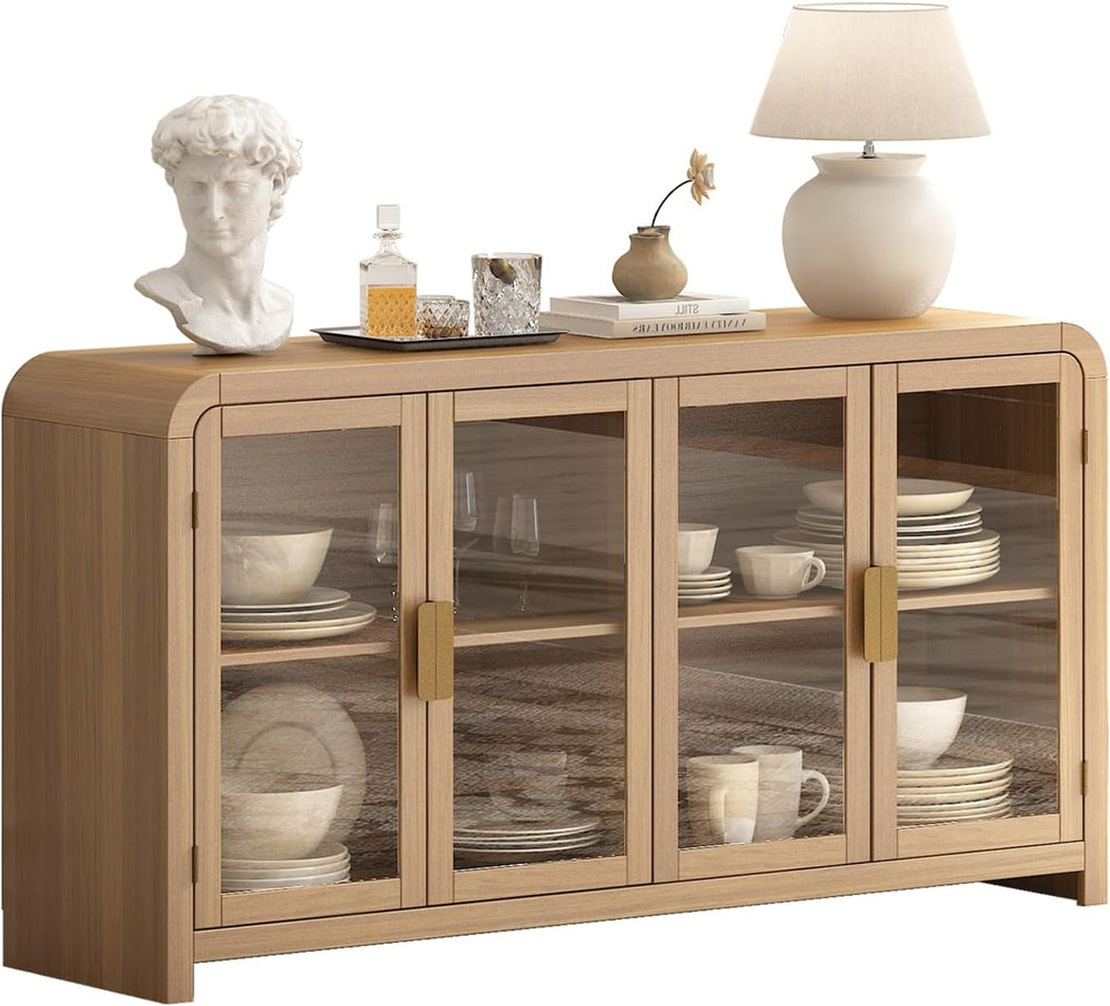 Oak&Sparrow Oak Sideboard Buffet Cabinet with Storage, 60'' Boho ...