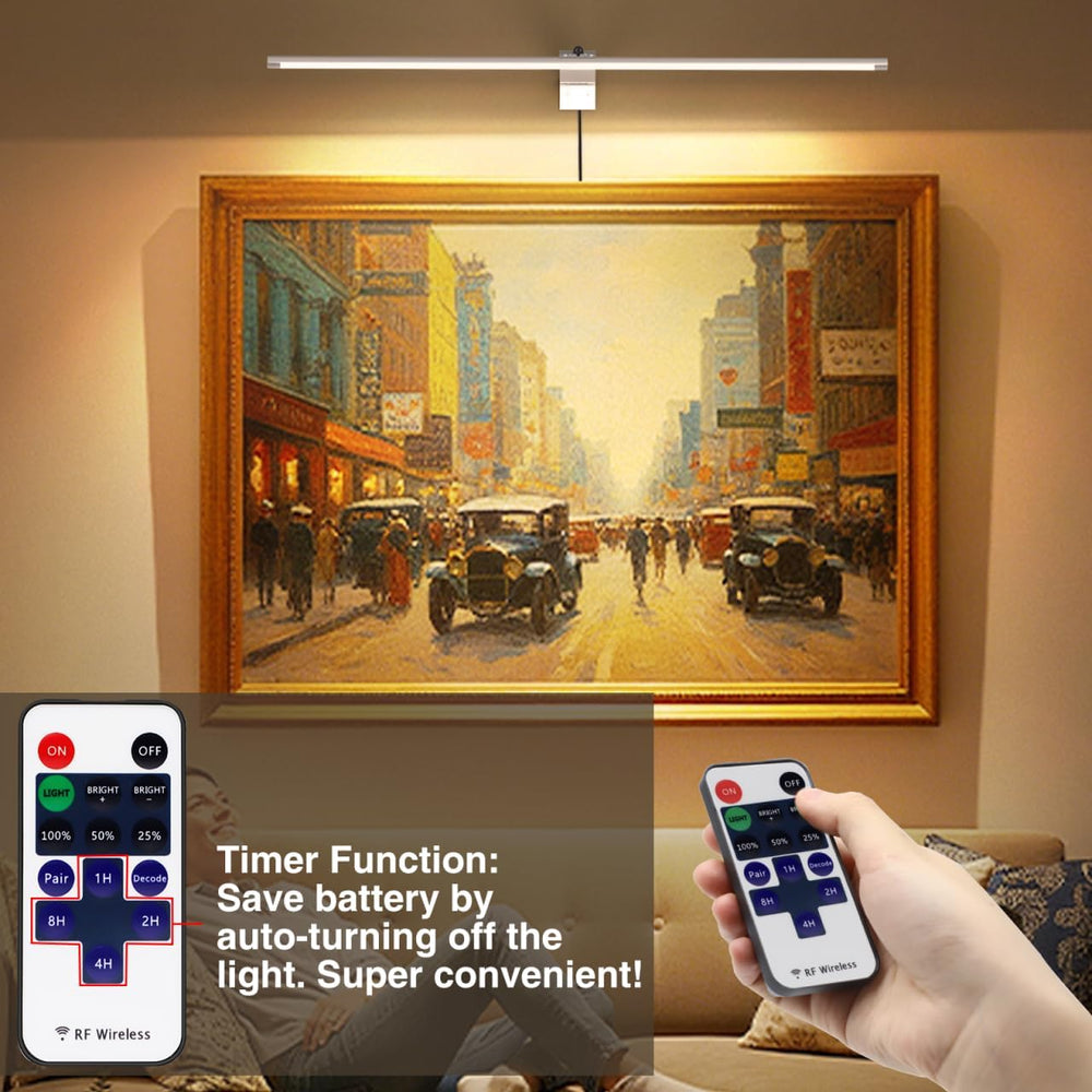 Picture Light for Wall Plug in 24inch, Dimmable LED Art Photo Light with Remo...