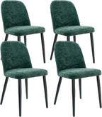 Upholstered Dining Chairs Set of 4, Chenille Mid Century Modern Fabric Dining Room Chair High-Back Padded Kitchen Chairs with Padded Seat and Metal Legs for Kitchen Dining Room Restaurant Cafe, Green