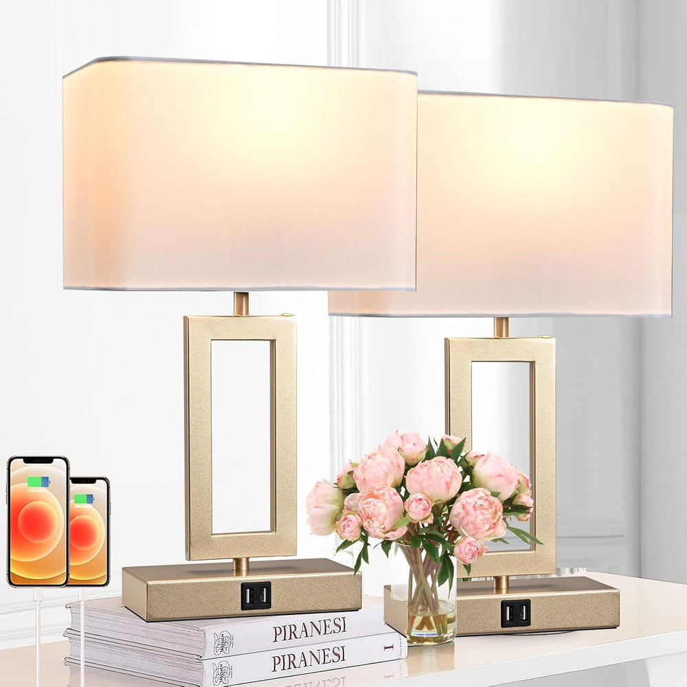 BrightWe Set of 2 Table Lamps with Dual USB Ports,Touch Control Bedside Lamps...