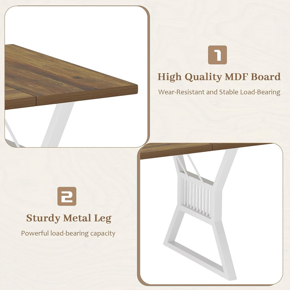 70.8" Dining Table for 4-6 People, Farmhouse Large Wooden Kitchen Table ...