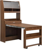 Merax Sideboard Buffet Cabinet with Foldable Dining Table, Multifunctional Cupboard with Storage Shelf and Hooks, for Small Places,Studio, Apartment
