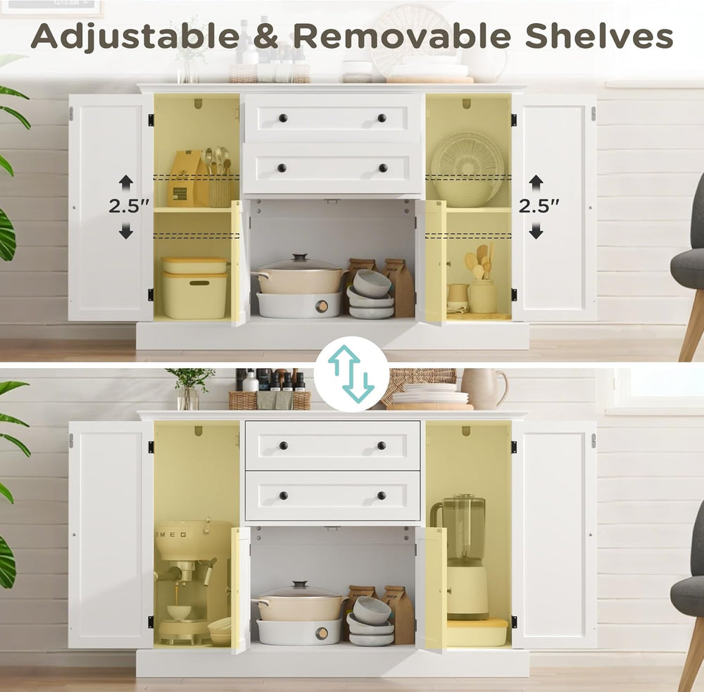 Farmhouse 47" Buffet Cabinet with Storage,Large Sideboard Buffet with Dr...