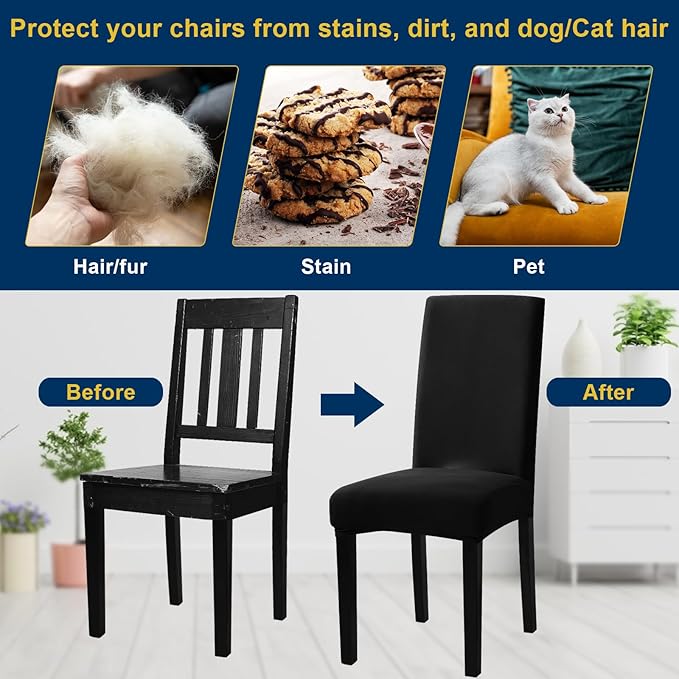 Chair Covers, Stretch Kitchen Chair Covers/Dining Room Chair Covers Set of 8, Removable Washable Dining Chair Slipcovers for Home, Hotel, Banquet