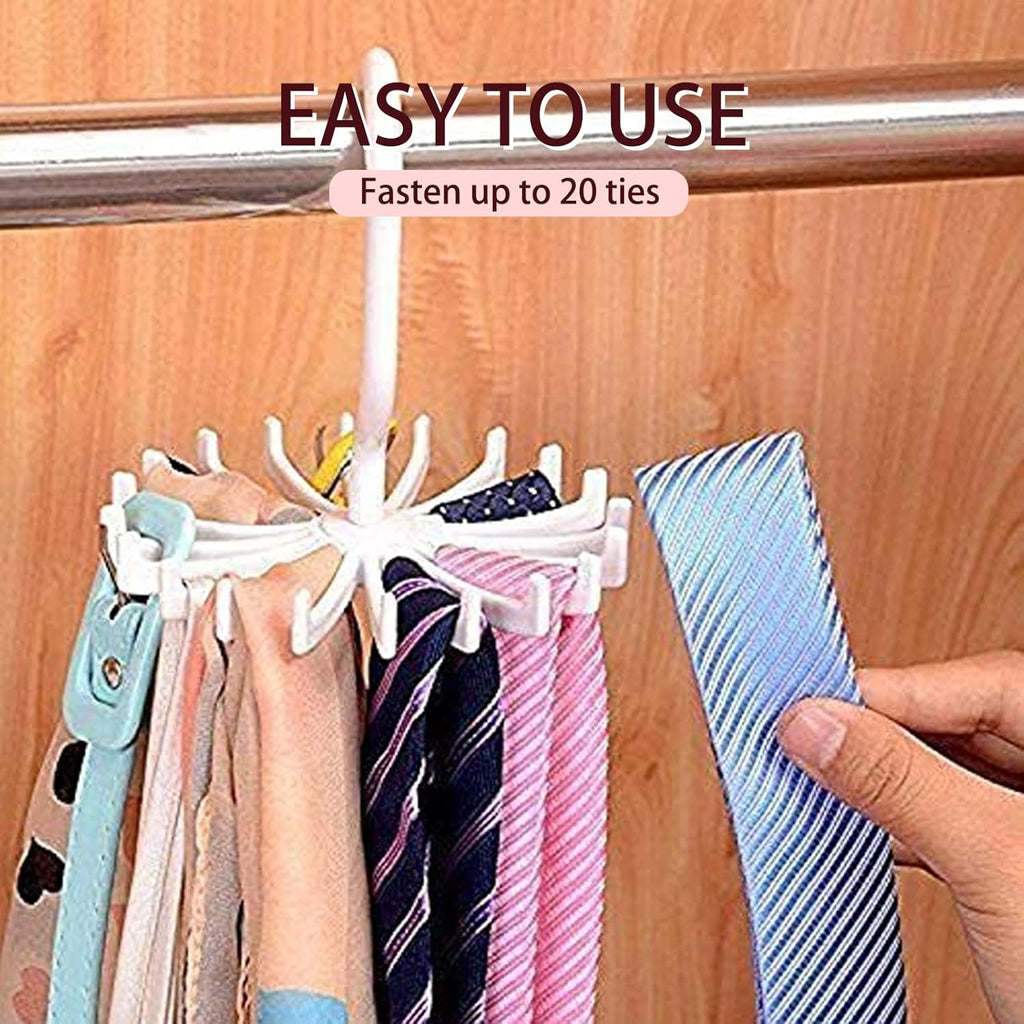 2Pack Circular Tie Hanger Updated Twirl Tie Rack Adjustable Twirl Tie Rack Tie Belt, Multipurpose Organizer for Closet Storage