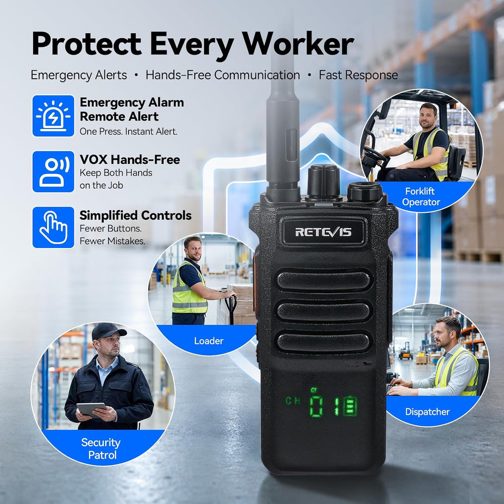 Retevis RT86 2 Way Radio Long Range with 6 Way Charger for Warehouse,6Pack