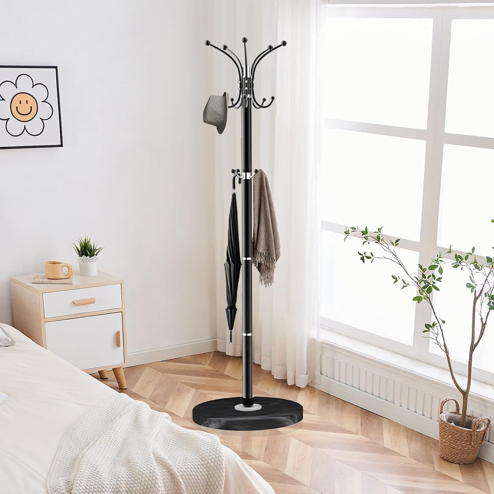 ZOZOE Metal Coat Rack Stand, Modern Coat Rack Freestanding with Natural Marbl...