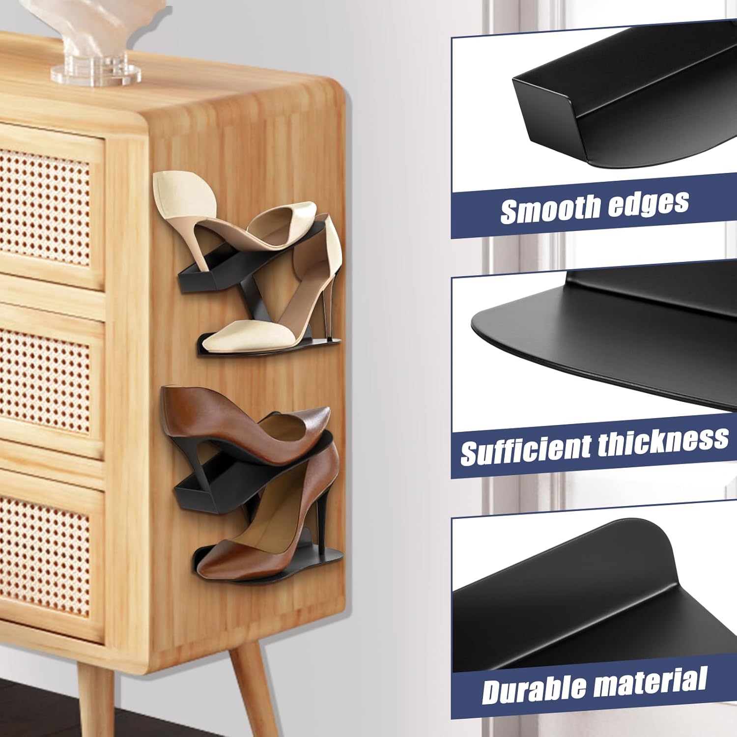 2 Pcs Floating Shoe Display Shelves, H-Type Sturdy Levitating Wall Shelf, Sneaker Holders for Shoe Collectors & Advertising Exhibition