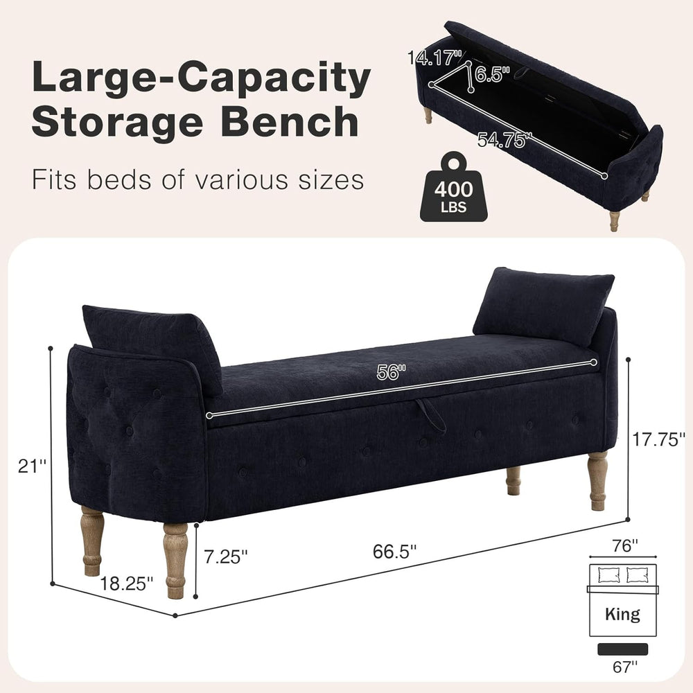 67'' King Size Storage Bench for Bedroom End of Bed,Linen Bedroom Ben...
