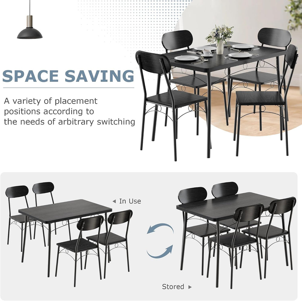 VECELO Dining Table Set for 4, 5-Piece Kitchen Table with 4 Chairs, MDF Board...