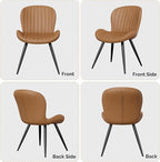 Nalupatio Dining Chairs Set of 4, Modern Dining Room Chairs Comfy Backrest Thick Upholstered Kitchen Chairs 19IN Height with Metal Legs Brown