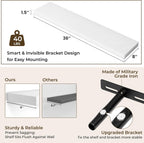 RICHFOCUS 36Inch Floating Shelves for Wall 2 Pack Shelves for Bedroom|Kitchen|Bathroom Wall Mounted Rustic Wood Floating Shelf with Invisible Brackets for Books|Storage|Decor, White