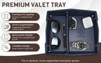 Valet Tray Organizer for Men & Women - PU Leather Catch All Tray with Removable Divider - EDC Storage for Keys, Watch, Phone - Nightstand, Dresser & Desk Organizer - Pacific Navy