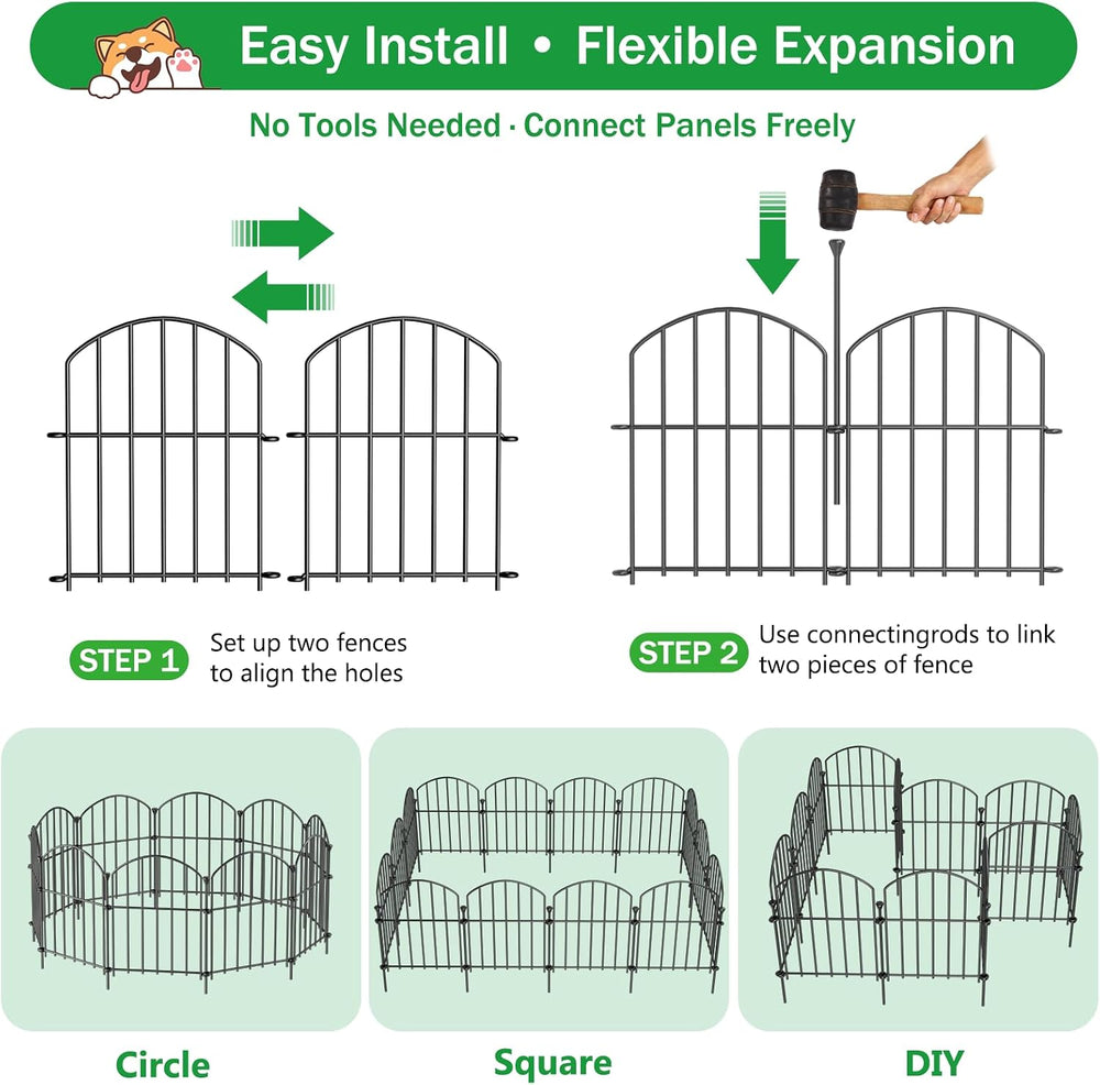 No Dig Garden Fence Panels, Dog Fence Outdoor for Yard, 20 Pack