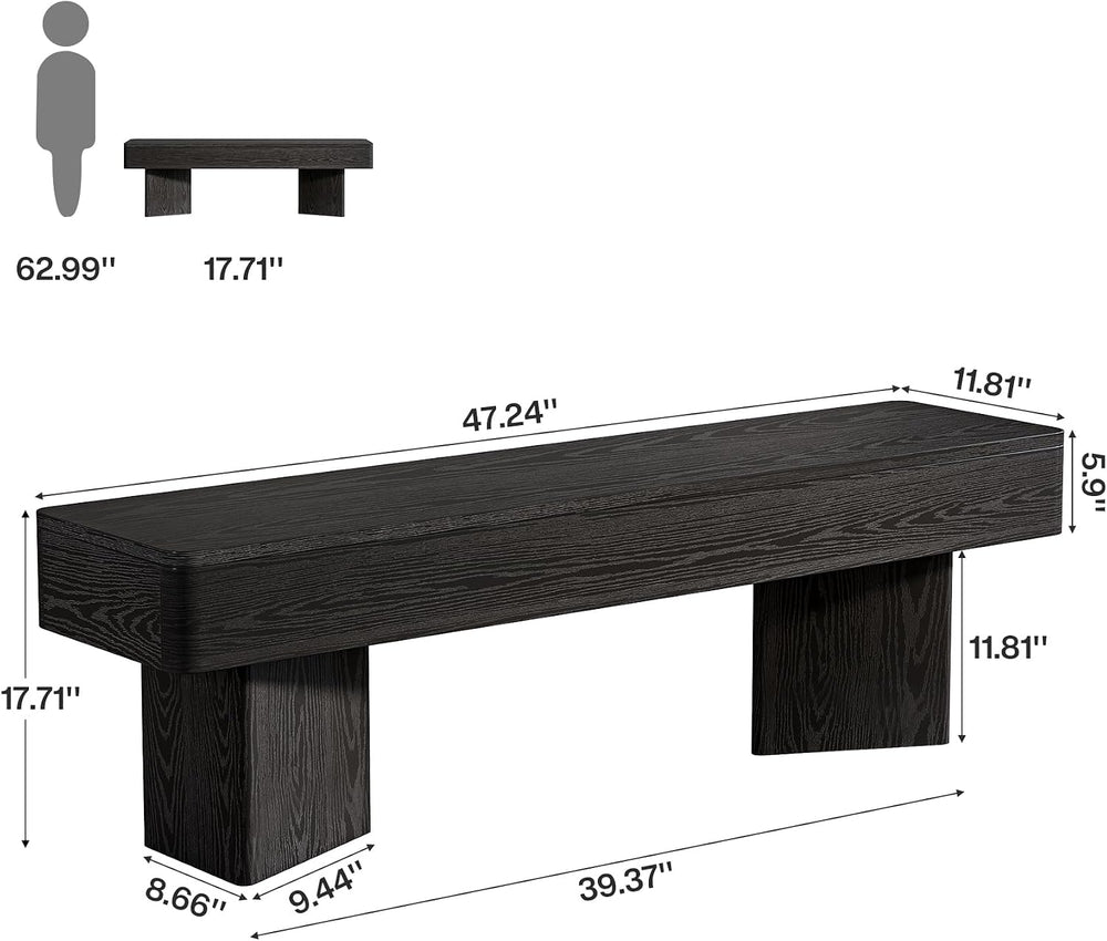 Tribesigns Black Entryway Bench, 47.24" Modern Shoe Bench with Sturdy Ba...