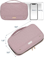 NISHEL Travel Jewelry Case, Holiday Organizer for Necklaces, Earrings, Rings, Bracelets, Watch, Peach Pink
