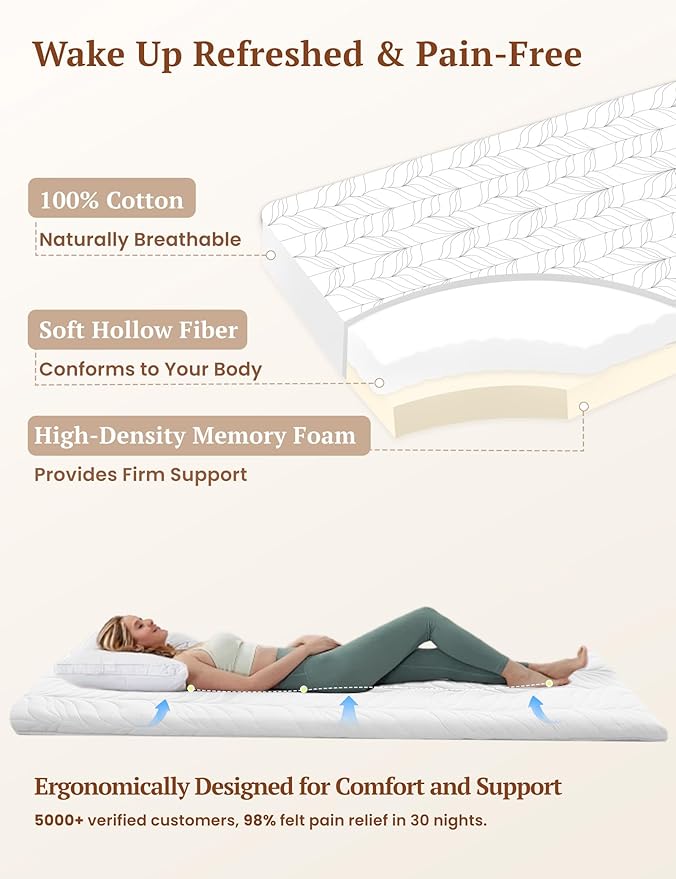 ZonLi Japanese Floor Mattress Futon Mattress Twin Size, Thicken Roll Up Tatami Mat w/ 100% Cotton Washable Cover, Portable & Foldable Floor Bed Mattress for Sleeping, Dormitory, Adult Kids, White
