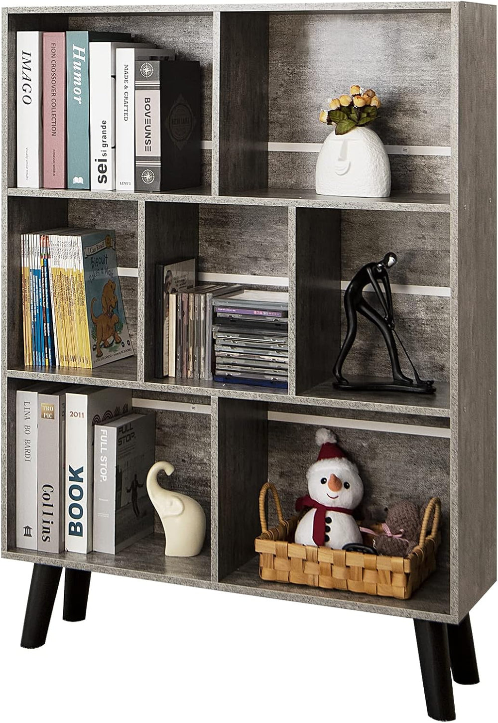 LEYAOYAO Bookshelf Cube Storage Organizer,3 Tier Bookcase with Legs,Modern Wo...