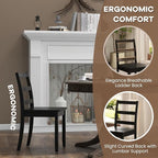 NAFORT Wooden Dining Chairs Set of 6, Black Kitchen Chairs with Solid Rubber Wood Legs, Non-Slip Foot Pads, Max Load of 400 Lbs, Farmhouse Seat Ladder Back Dining Room Chairs
