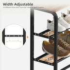 STORAGE MANIAC 5 Tier Shoe Rack for Entryway, Metal Shoe Shelf with Storage Pocket and MDF Top Board, 16-20 Pairs Free Standing Shoes Organizer for Closet, Black