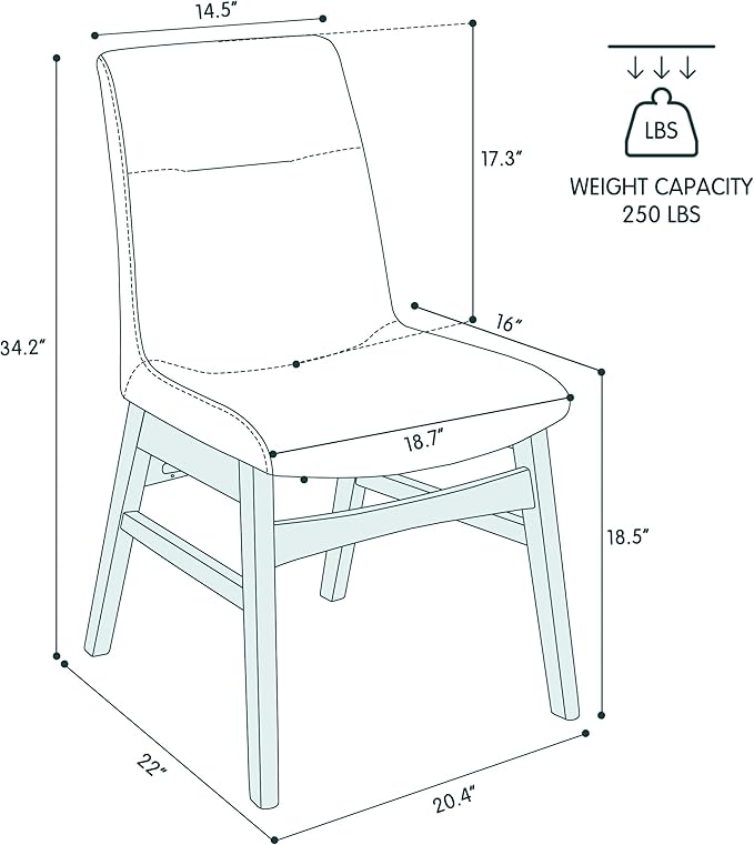 SyMax Dining Chairs Set of 2, Faux Leather Dining Room Chairs with Stitched E...