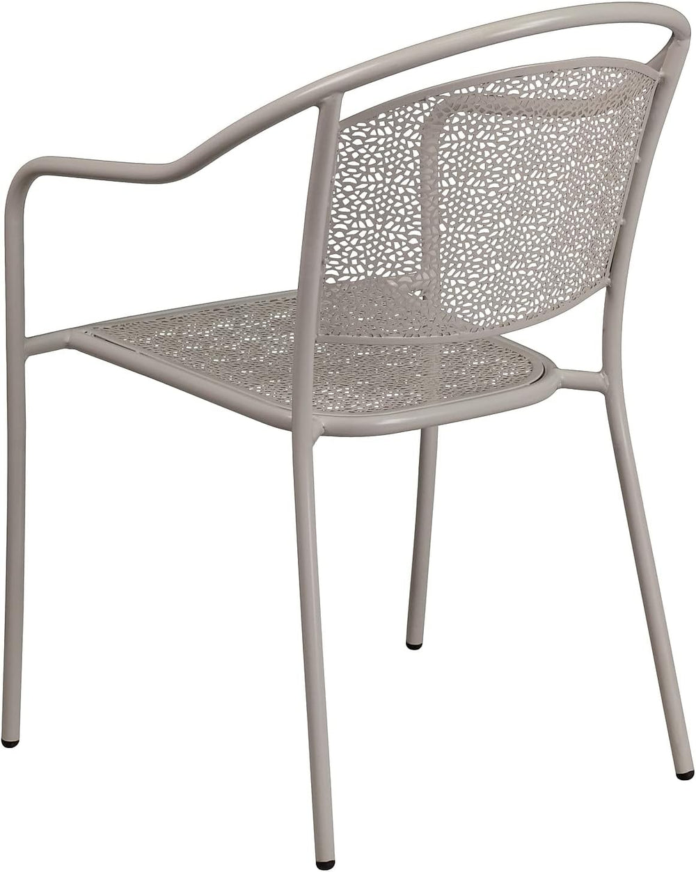 Flash Furniture Commercial Grade Light Gray Indoor-Outdoor Steel Patio Arm Ch...