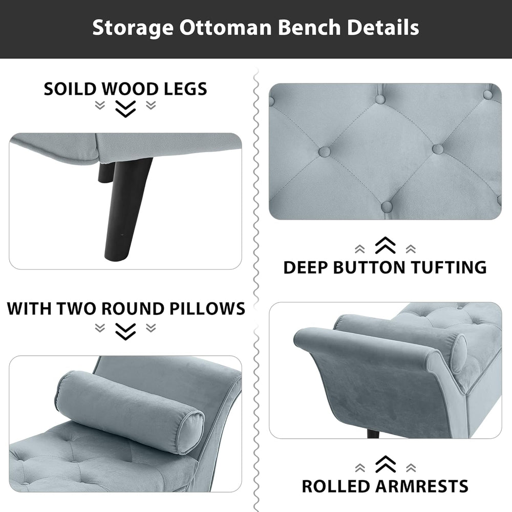 Velvet Bench for Bedroom End of Bed, 60.5 inch Upholstered Button Tufted Otto...