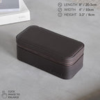 TAWBURY Watch Case - 3 Slot Genuine Top-Grain Leather Watch Travel Case for Men & Women with Metal Zipper and Extra Wide Pillows for Large Watches (Brown)