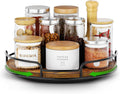 WOWBOX 9" Wood Lazy Susan Turntable Organizer for Cabinet, Pantry & Counter | Smooth 360° Rotation, Space-Saving Wooden Organizer for Spice Jars, Kitchen, Bathroom, Vanity & Tabletop