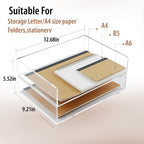 4 Pack Acrylic Paper Tray Organizer for Desk Clear File Organizer,Acrylic Desk Organizers and Accessories Sorter,Perfect for File Paper, Ipad, Letter, A4 Office File, Books, Notes.