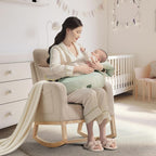 Rocking Chair Nursery, Modern Upholstered Glider Rocker with Side Pocket, High Backrest Padded Seat Accent Armchair for Living Room, Nursery, Bedroom