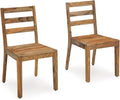 Signature Design by Ashley Dressonni Farmhouse Solid Wood Armless Dining Chair, Set of 2, Light Brown