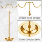 4 Pcs Purse Display Stand Adjustable Height Handbag Display Stand Metal Handbag Stand Holder Double Hook Purse Holder Stand for Home Store Boutique Counter, Gold