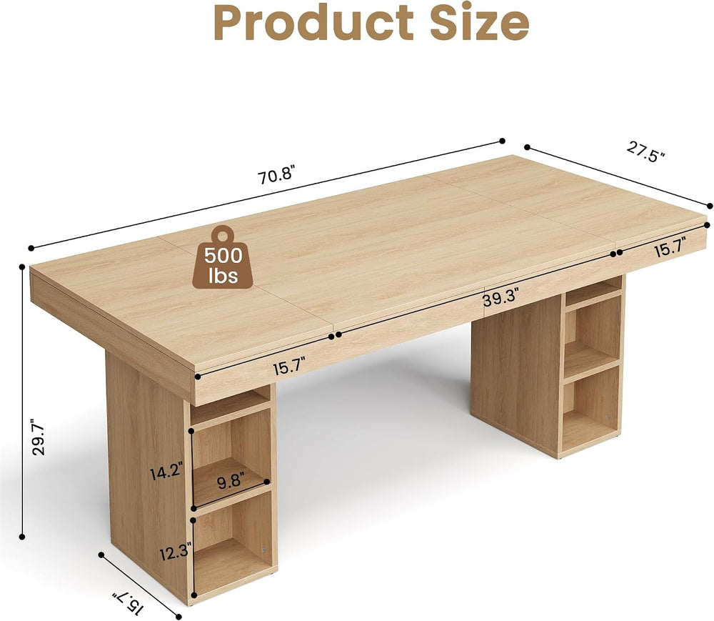 GAOMON 70.8" Wood Dining Table for 6-8 People, Large Kitchen Table with ...