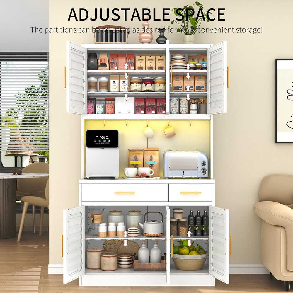 71" Tall Kitchen Pantry Cabinet, Metal Storage Cabinet, with 6 Doors &am...