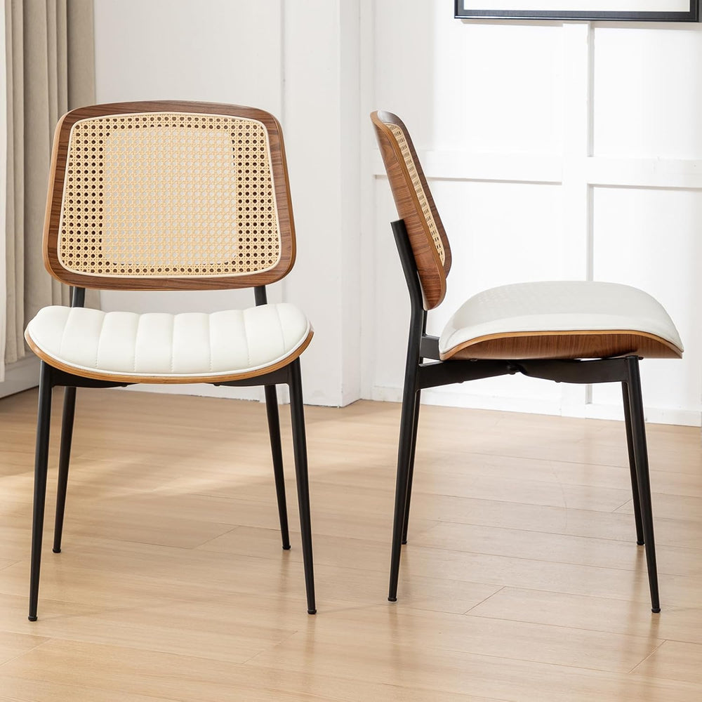 Rattan Dining Room Chairs Set of 2, Mid Century Modern Kitchen Ktichen Chairs...