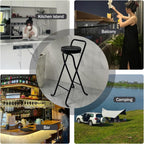 Folding Stool, Metal Bar Stools, Island Chairs 32", Padded Folding Chairs, Tall Bar Stools for Kitchen Counter, Bar, Garage, Workshop