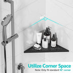 Bathroom Corner Shelf, Recessed 10" Shower Shelf Caddy, SUS304 Stainless Steel Shelf Wall Mount Triangular, No Drilling, Matte Black