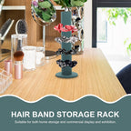 Velvet Vertical Hair Tie Organizer Tower Scrunchie Display Stand for Hair Bands and Jewelry Storage Band Holder Rack for Women Dark Green